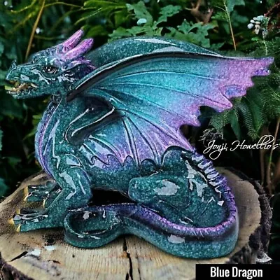 Blue Dragon Sculpture Ornament Figurine Fantasy Myth Home Garden Decoration Teal • £16.50