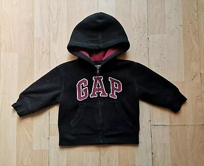 Boys/girls Baby Gap Black Fleece Hoodie/hooded Sweatshirt Age 6-12 Months • £6.99
