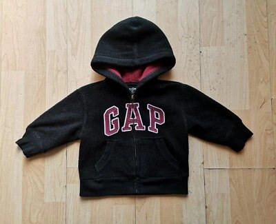 Boys/girls Baby Gap Black Fleece Hoodie/hooded Sweatshirt Age 6-12 Months • £6.99