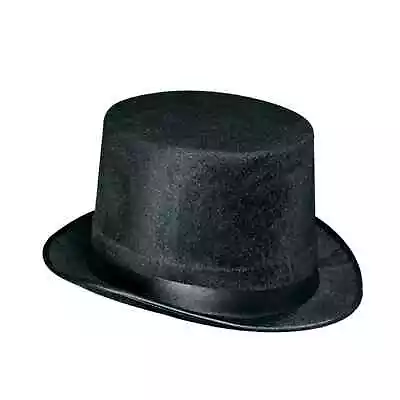 Black Top Hat Felt Adults Willy Wonka Mens Gentleman Victorian Hat - Sale • $9