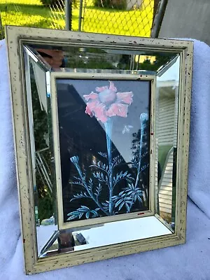 Vtg Art Deco Beveled Mirror Picture8x10 Photo Wall Frame Shabby Chic Wood Shadow • $42.88