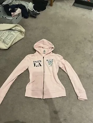 Ed Hardy Zip Up Graphic Hoodie Baby Pink • £50
