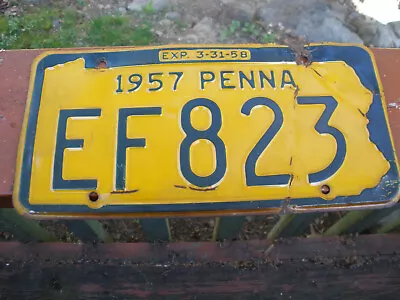 1957 Pa License Plate EF 823 • $25