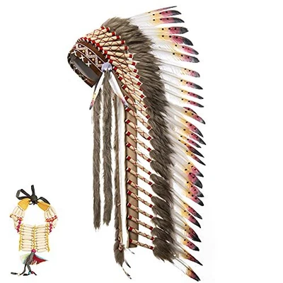 $91.99 • Buy Native American Indian Headdress Large Feather Headdress And Choker For Native