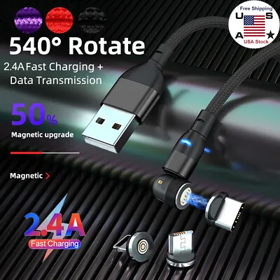 540° Rotate Magnetic Phone Charger Charging Cord Cable For IPhone Micro USB C US • $3.38