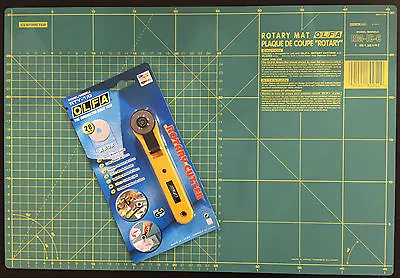 Olfa Cutting Mat 11'' X 17'' Rm-1c-c + Rotary Cutter Rty-1_c  - Art & Craft Set • £24.99