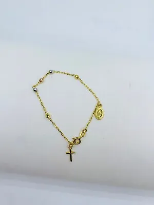 $119 • Buy Real 10k Gold Bracelet Baby Rosary -  Rosario Pulsera De Bebe
