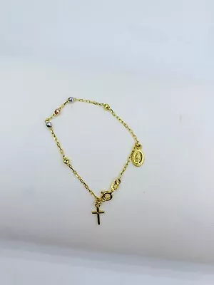 $119 • Buy Real 10k Gold Bracelet Baby Rosary -  Rosario Pulsera De Bebe