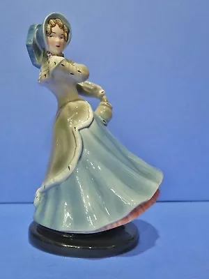 $95 • Buy Vintage Goldscheider Lady Figurine Bonnet & Parasol Blue Dress