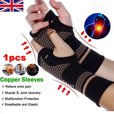 Copper Wrist Hand Brace Support For Carpal Tunnel Splint Strap Sprain Arthritis • £3.97