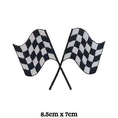 £2.51 • Buy Formula One Racing Checkered Flag Iron On Sew On Embroidered Patch