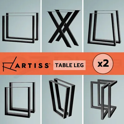 Artiss Coffee Dining Table Legs Bench Steel Metal Box Trapezoid Industrial Black • $76.95