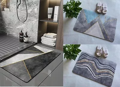 Modern Non Slip Bath Mat Non Slippage Water Absorbent Soft  Bathroom Mat Rug • £9.99