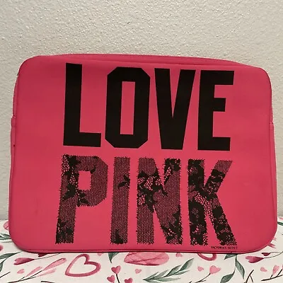 Victoria Secret Pink Laptop Bag Rare Hot Pink Black LOVE PINK  • $23.97