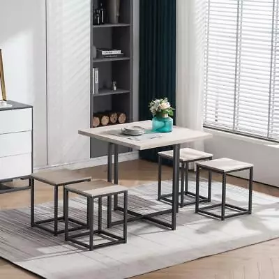 5 Piece Dining Table Set Counter Height Table 4 Chairs Kitchen Stools 2 Colors • $125.95