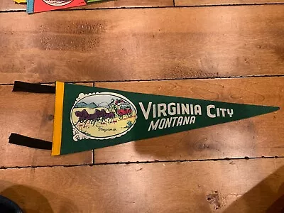 Vintage VIRGINIA CITY STAGECOACH MONTANA FELT Pennant 18  RARE • $24.99