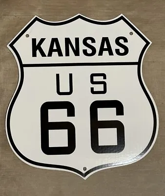 Vintage Style Large 13” Route 66 Kansas Gas Oil  Die-cut Porcelain  Sign • $69