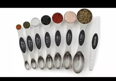 Magnetic Dual Sided Measuring Spoons With Leveler Set Of 8 No Box • $3.49
