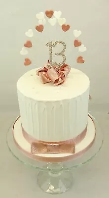 £2.99 • Buy Cake Topper Heart Burst Rose Gold Diamante Birthday Numbers Cake Decoration