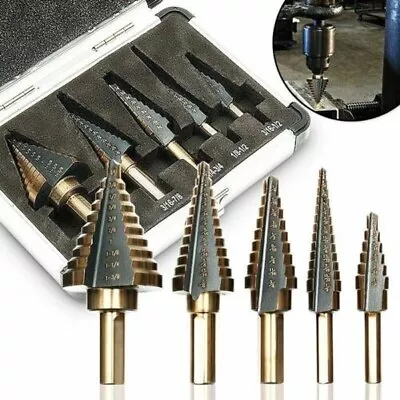 HSS 6PCS Titanium Step Drill Bit Set W Automatic Center Punch High Speed Steel • $15.95