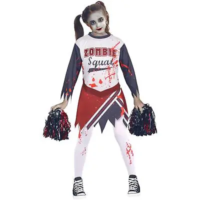 Kids Girls Zombie Cheerleader Halloween Costume Halloween Parties Outfit • £9.99