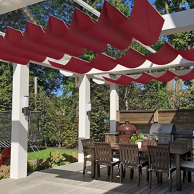 Waterproof Retractable Pergola Replacement Shade Cover Wave Sail Awning-Red • $193.99