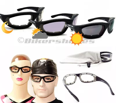 Transition Photochromic Motorcycle Sunglasses Foam Goggle Day Night Glasses • $39.99
