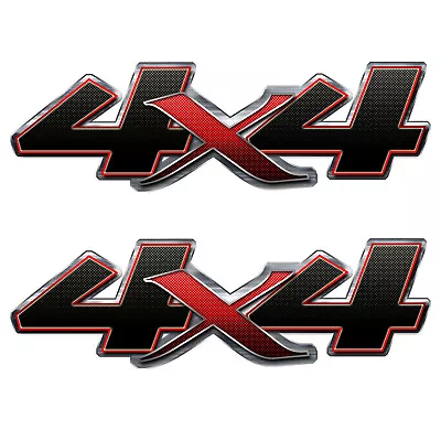 4x4 Carbon Black Red 2 Pack Decal Vinyl Sticker Chevy Silverado GMC Truck FE410 • $19.99