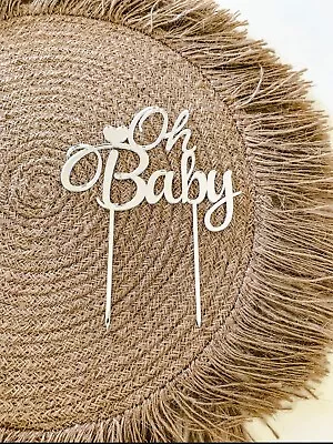 Silver 'Oh Baby' Cake Toppers 20cm • $10