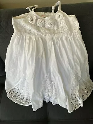 Mimi & Maggie White Cotton Sundress With Eyelet Detail Size S (6) • $22