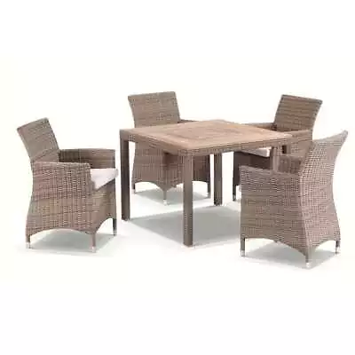 NEW Sahara 4 Seater Outdoor Teak And Wicker Dining Setting In Half Round Wicker • $1890