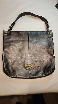 FOSSIL Vintage Leather Crossbody Style Bag Purse Dark Gray Cowhide Fall Winter • $30