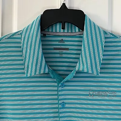 Adidas Golf Polo Shirt Adult Large Blue Striped Canyon Gate CC Las Vegas Mens • $18.88