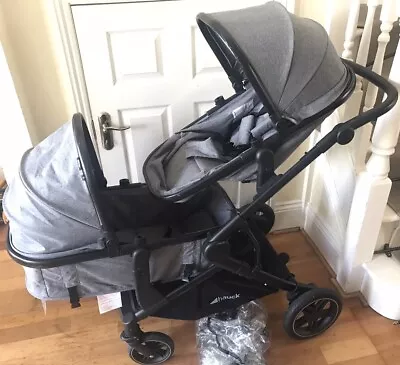 Hauck Double Twin Duo Buggy Pushchair Folding Foldable From Birth Unisex Grey • £199