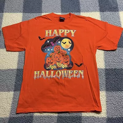 Happy Halloween T-Shirt Orange Mens M? L? Pumpkins Short Sleeve Basic Edition  • $5.97