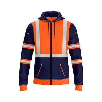 £22.99 • Buy Hi Viz Vis High Visibility Hoodie Jacket Zip Pck Front Zip Contrast Hooded Top