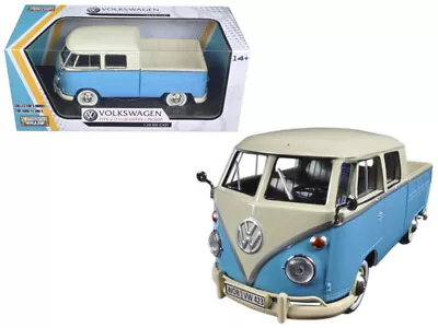 Volkswagen Type 2 T1 Double Cab Pickup Truck Light Blue Cream 1/24 Diecast Car M • $39.36