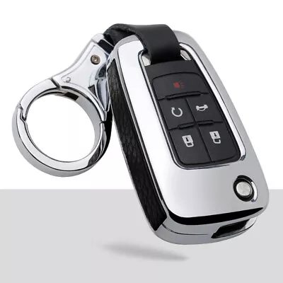 Zinc Alloy Leather Car Flip Key Fob Case Cover Holder Chain For GM Buick Chevy • $27.50