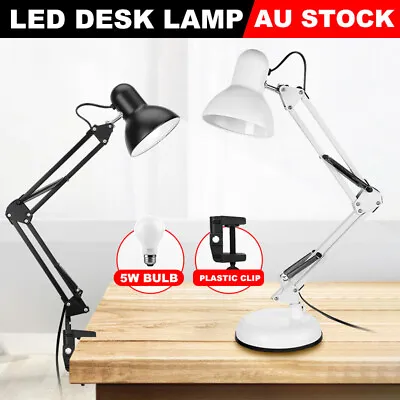 Adjustable Swing Arm Clamp Bedside Table Lamp LED Desk Light Study Reading Bulb • $25.95