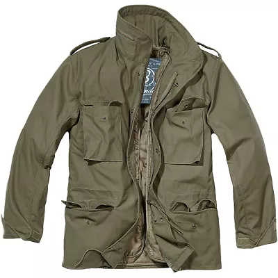 Brandit Classic M65 Mens Army Field Jacket Warm Travel Parka Military Coat Olive • $201.25