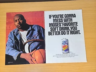 Diet Pepsi Moses Malone 90s Soda Trade Print Magazine Ad Poster ADVERT 1990s • $18.95