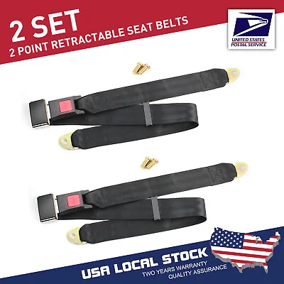 2X Car Seat Belt Lap 2 Point Safety Travel Adjustable Retractable Universal US • $13.99