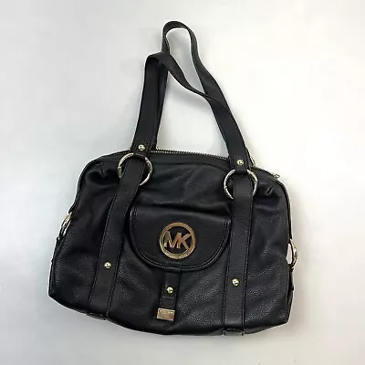 Michael Kors Fulton Large Fashion Leather Black Shoulder Bag Handbag Purse • $50.99