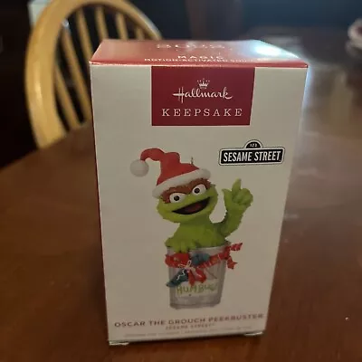 Hallmark 2022 Oscar The Grouch Peekbuster Sesame Street Magic Sound Ornament • $6.29