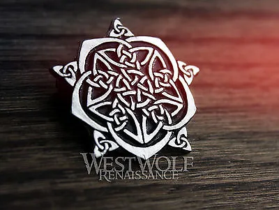 Celtic Knotted Rose Brooch/Pin -- Tudor/Royal/Irish/Viking/Medieval/Silver/Cloak • $16.95