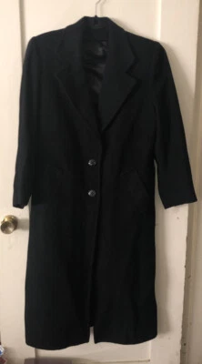 $125 • Buy VTG Fleurette Ladies 100% Camel Hair, Long Black Coat Union Made
