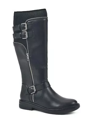 WHITE MOUNTAIN Womens Black Panel Wide Calf Mazed Riding Boot 7.5 WC • $36.99