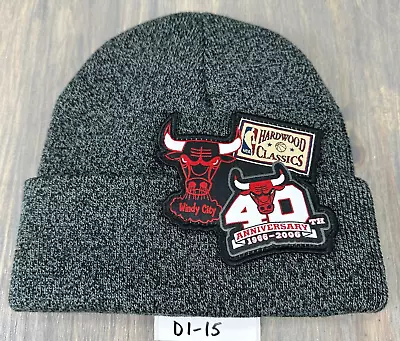 Chicago Bulls Beanie Knit Cuff RareXL Logo Patch Mitchell Ness Heather Black NWT • $24.97