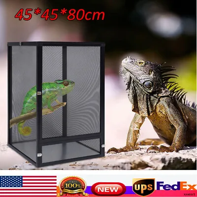 $65.99 • Buy Reptile Screen Cage Terrarium Chameleon Whole Mesh Enclosure 45*45*80cm Large US