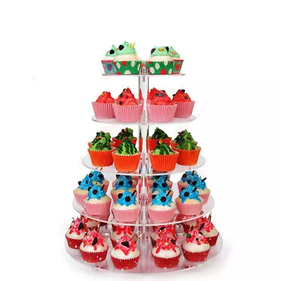 4/5/6 Tier Round Clear Cupcake Display Stand Rack Wedding Party Mini Cake Holder • £18.93